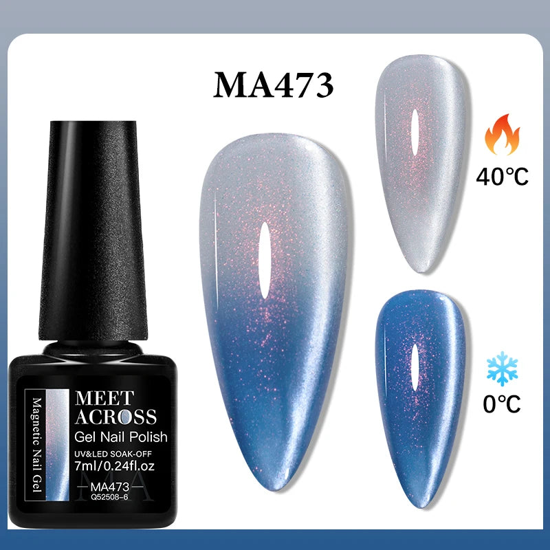 MEET ACROSS 75 Colors Thermal Nail Gel Polish 3 Colors Changing Nail Art Supplies for Manicure DIY Design Long Lasting UV/LED