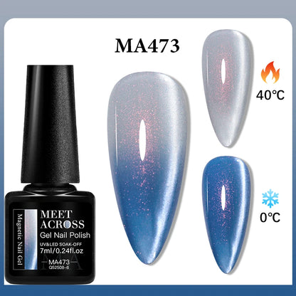 MEET ACROSS 75 Colors Thermal Nail Gel Polish 3 Colors Changing Nail Art Supplies for Manicure DIY Design Long Lasting UV/LED
