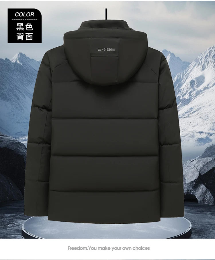 mens Parka Men's Jacket Hooded company Winter New down jacket Solid color Warm Jackets men business leisure coat teenager coats