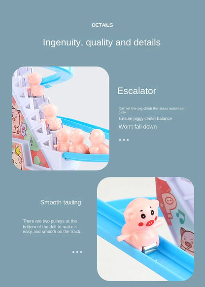 Electric Duck Track Rail Racing Slide Duckling Climbing Stairs Baby Toy LED Lights Musical Slide Roller Coaster Toys for Gift