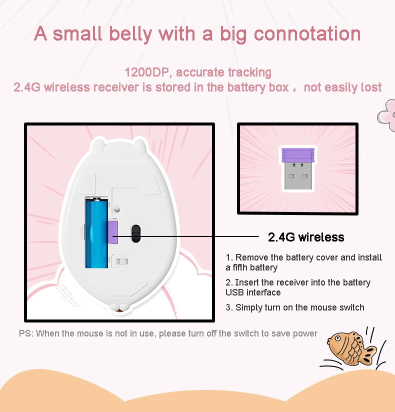 Cute Cat 2.4G Wireless Bluetooth Tri-mode Mouse Creative kitten Mause Ergonomic USB 1200 DPI Mice For PC Laptop Kid Friend Gifts