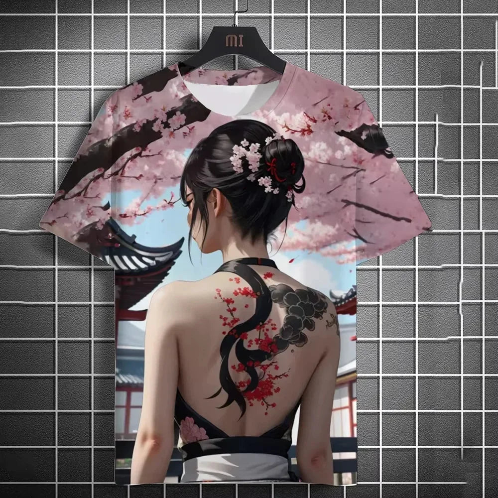 Japanese Anime Beauty 3D Print Sports Quick-dry Breathable Men T-shirt Elements Cute Outdoor Street Short-sleeve Clothing Summer