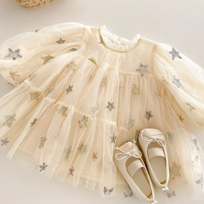5624 Baby Girls' Dress 2025 New Spring Summer New Gauze Baby Girl's Princess Clothes 0-5Year Kid's Dress