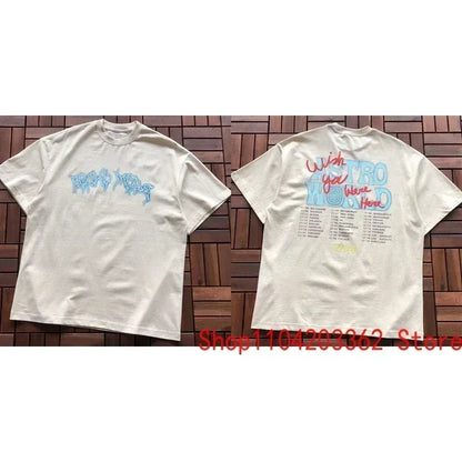 Real Photo CACTUS JACK T-shirt Vintage Grey-green Back Letter Logo Foaming Print Short Sleeve Men Women Cactus Jack Tops Tee