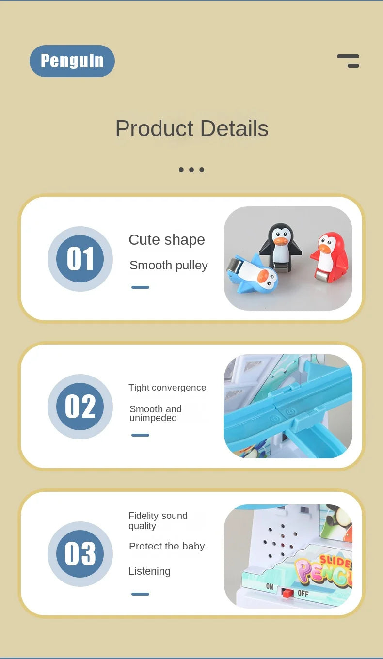 Electric Duck Track Rail Racing Slide Duckling Climbing Stairs Baby Toy LED Lights Musical Slide Roller Coaster Toys for Gift