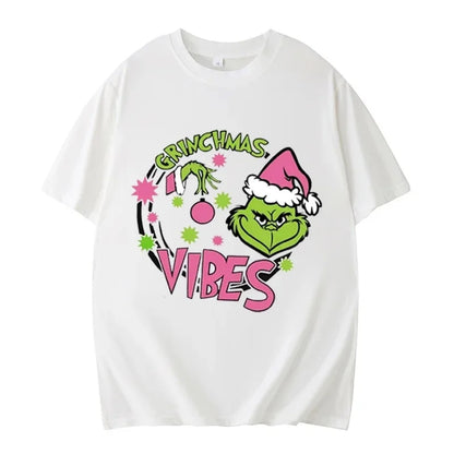 Grinch Christmas  Shirt Christmas Deer  Christmas Party Christmas Snowman Casual Breathable Crew   Women Clothes