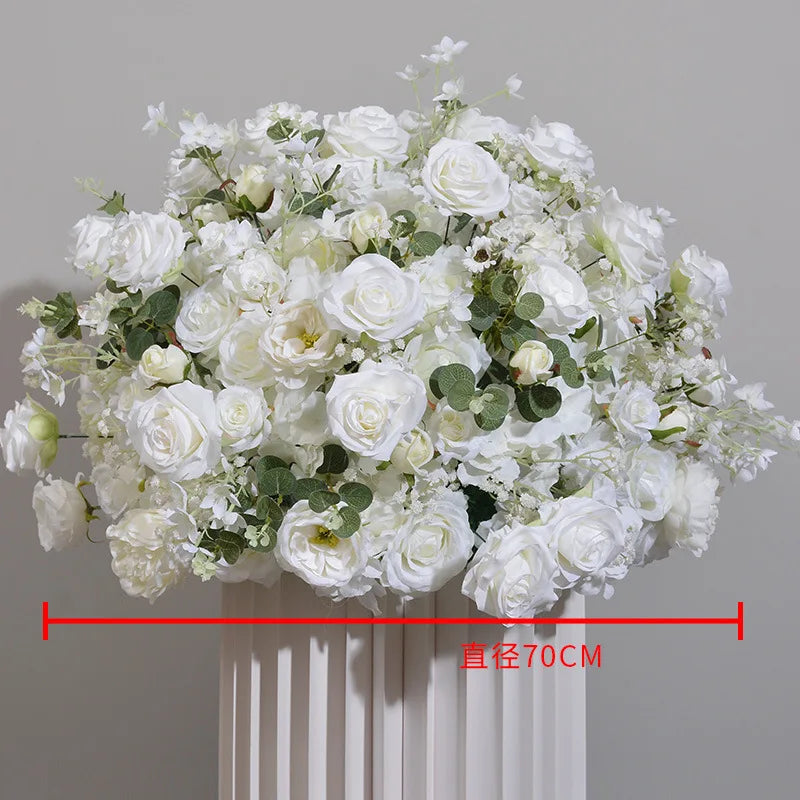 Customized hydrangea Rose Aritificial Flower Ball Road Leading White Silk Flower Ball Wedding Decoration Table Centrepiece decor