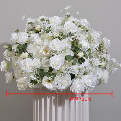 Customized hydrangea Rose Aritificial Flower Ball Road Leading White Silk Flower Ball Wedding Decoration Table Centrepiece decor