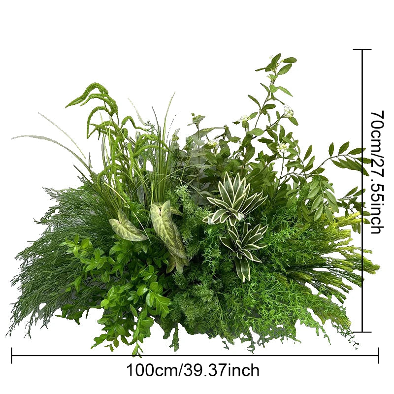 Green Plants Leaf Rose Flower Row Wedding Silk Table Floral Commercial Plaza Partition Hotel Scene Layout Floor Flowers Decor