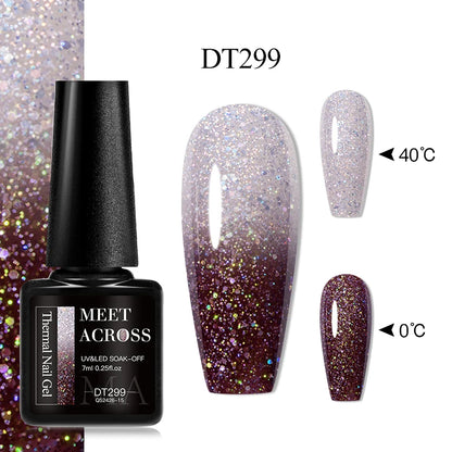 MEET ACROSS 75 Colors Thermal Nail Gel Polish 3 Colors Changing Nail Art Supplies for Manicure DIY Design Long Lasting UV/LED