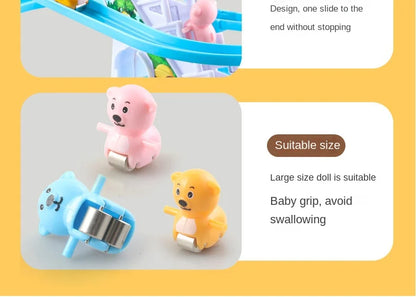 Electric Duck Track Rail Racing Slide Duckling Climbing Stairs Baby Toy LED Lights Musical Slide Roller Coaster Toys for Gift