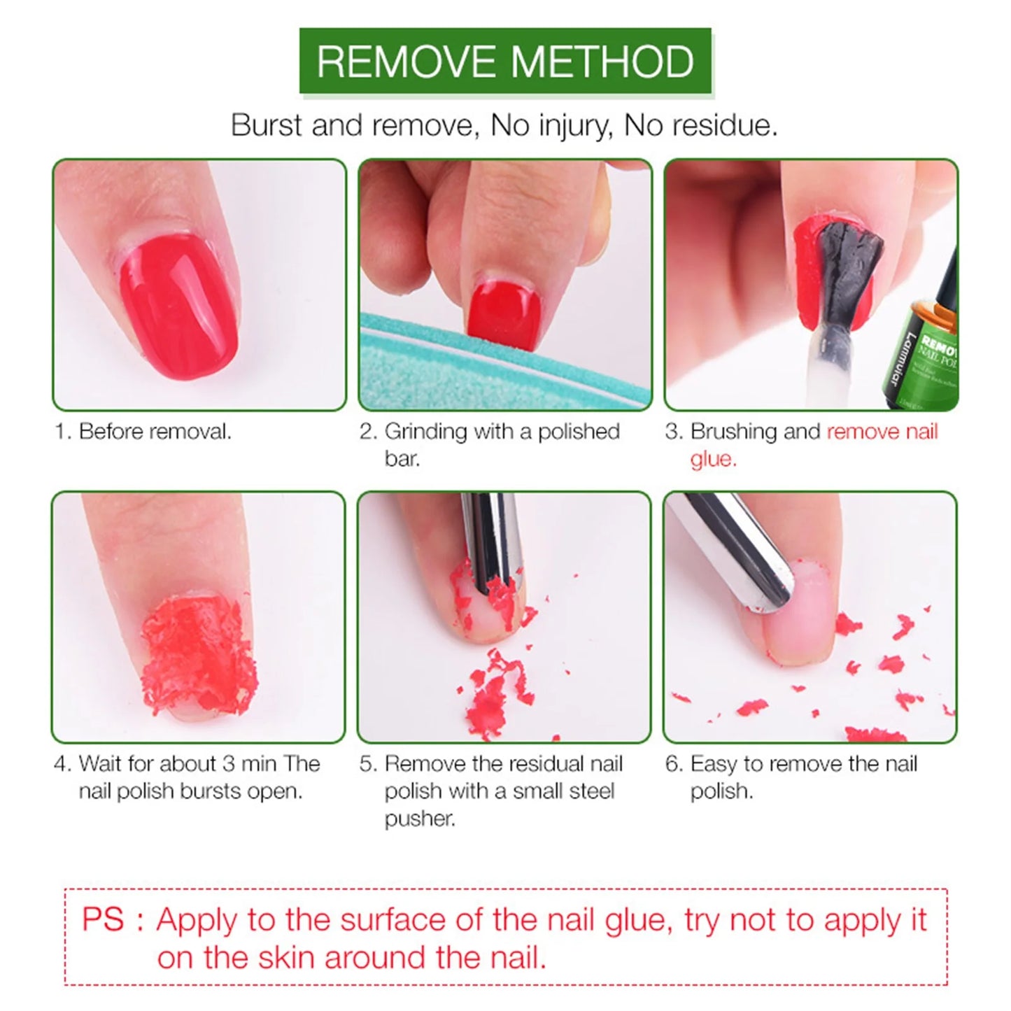 15ml Burst Gel Remover Soak Off UV Gel Nail Polish Acrylic Non-acetone Clean Degreaser Cleaner Nail Art Lacquer Remove