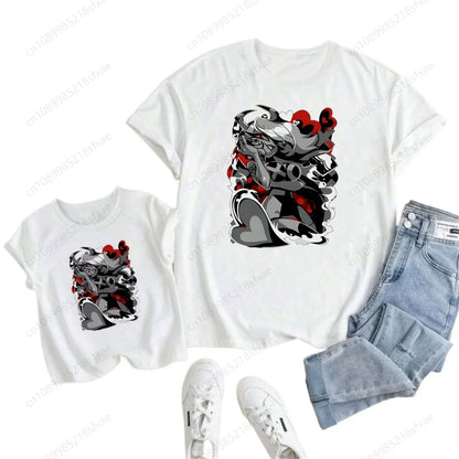 Kids White Tshirt Girls Boys Summer Tops Cartoon Printed Helluva Boss Casual Short Sleeve Kids Baby T-shirt Children Clothes