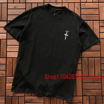 Real Photo CACTUS JACK T-shirt Vintage Grey-green Back Letter Logo Foaming Print Short Sleeve Men Women Cactus Jack Tops Tee