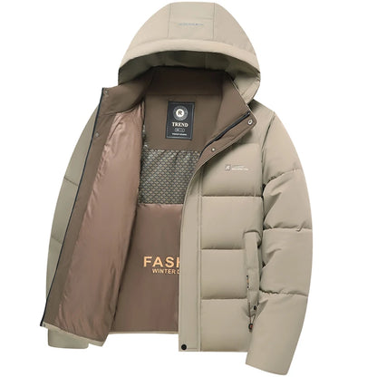 mens Parka Men's Jacket Hooded company Winter New down jacket Solid color Warm Jackets men business leisure coat teenager coats