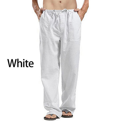 Spring Summer Linen Wide Leg Pants for Men Oversized Cargo Trousers Linens Streetwear Spring Men's Clothing Plus Size 5XL Z1
