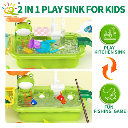 Kids Kitchen Sink Dishwasher Play Set Toys Water Running Pretend Food Fishing Toys Role Play Kids Birthday Gifts Imaginative Fun
