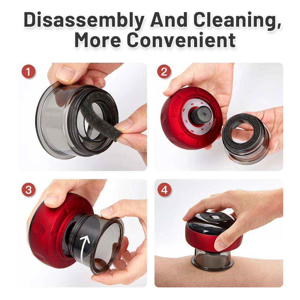 Rechargeable Electric Vacuum Cupping Set Wireless 6/12 Level Skin Scraping Massage Guasha Tool for Household Use