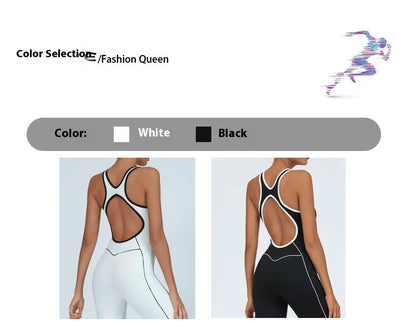 Yoga Jumpsuit Women Backless Fitness Sports Overalls Gym Clothing Flared Patchowrk Workout Clothes Outfit Push-up Activewear