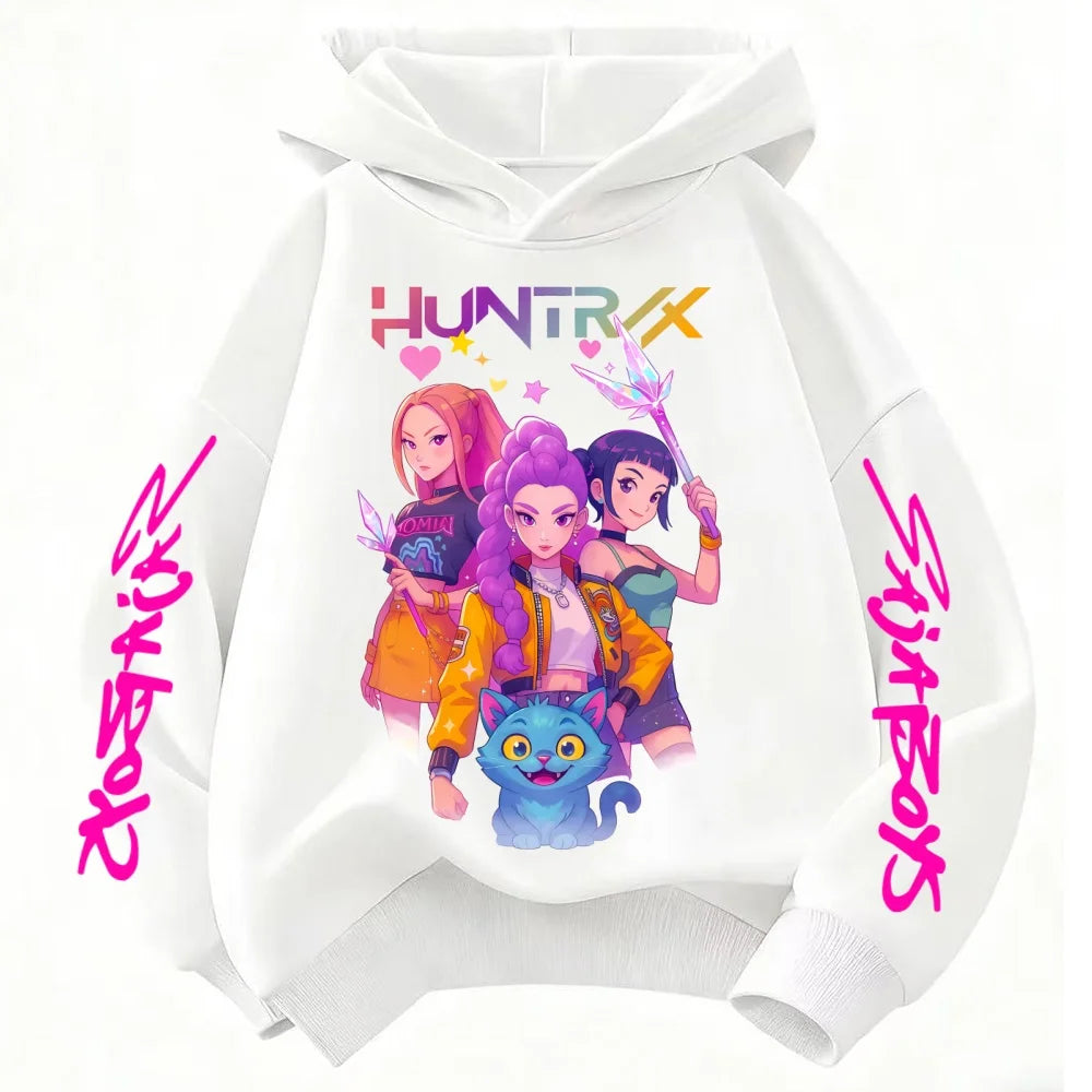 Movie KPop Demon Hunters Rumi Mira Zoey Graphic Hoodie Men's Women Korean Fashion Trend Streetwear Unisex Casual Fleece Pullover