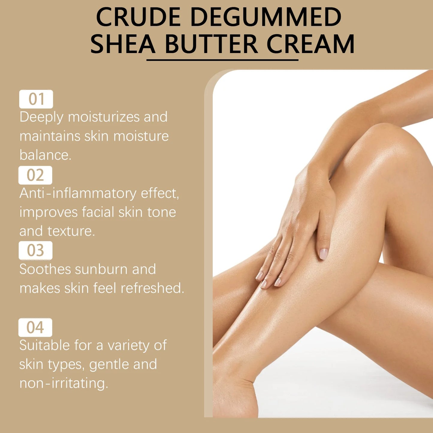 Crude Shea Butter Cream for Extremely Dry Skin Deep Moisturizing Nourishing Multi Purpose Skin Care Face Hand Body Cream 120g