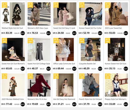 2025 Luxe Tweed Set Women Fall Winter Tailored Jacket  Pencil Skirt Lace Trim