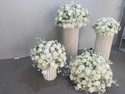 Customized hydrangea Rose Aritificial Flower Ball Road Leading White Silk Flower Ball Wedding Decoration Table Centrepiece decor