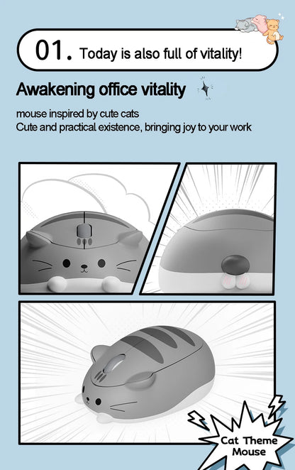 Cute Cat 2.4G Wireless Bluetooth Tri-mode Mouse Creative kitten Mause Ergonomic USB 1200 DPI Mice For PC Laptop Kid Friend Gifts