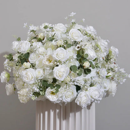 Customized hydrangea Rose Aritificial Flower Ball Road Leading White Silk Flower Ball Wedding Decoration Table Centrepiece decor