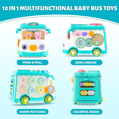 Montessori Educational Toys Baby Musical Bus Toys Educational Musical Learning Toddler for Baby Toddler Activity Bus Toys