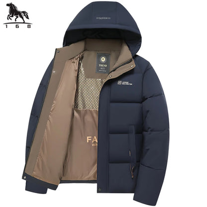 mens Parka Men's Jacket Hooded company Winter New down jacket Solid color Warm Jackets men business leisure coat teenager coats