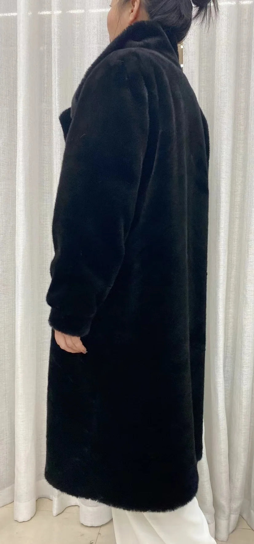 Faux fur coat long coat women's lapel double-breasted loose warm high-end atmospheric coat jacket 24 autumn and winter new