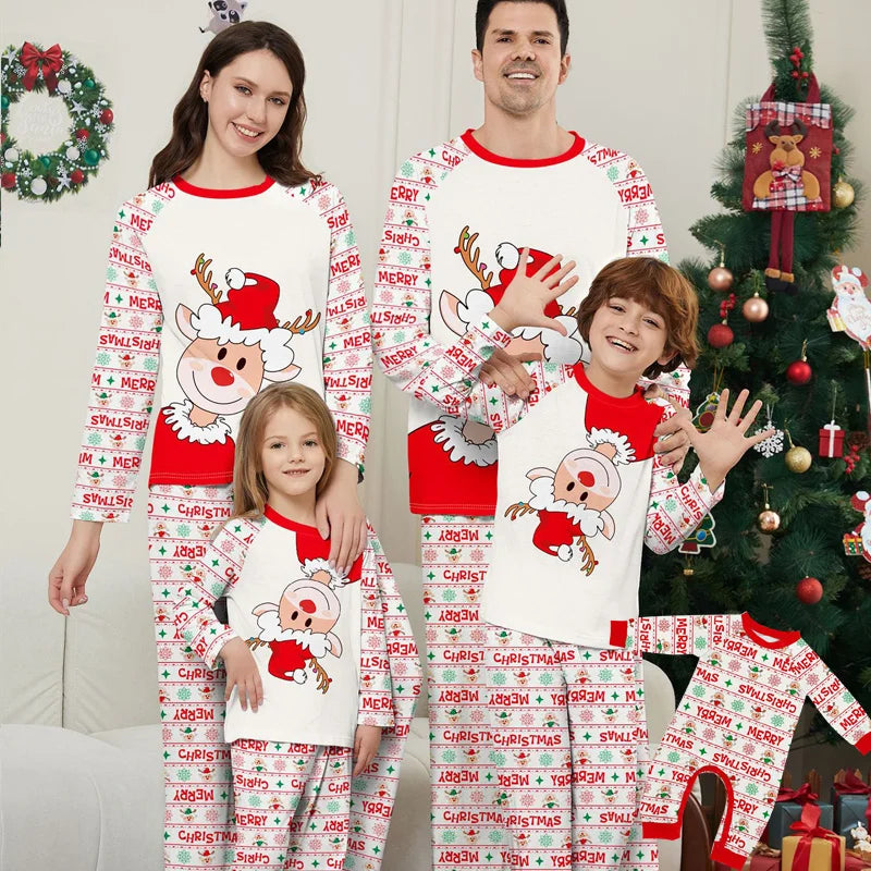 Christmas Family Matching Outfits Pajamas Clothing Sets 2024 Cartoon Print Mother Kid Baby Xmas Family Look Sleepwear Pyjamas