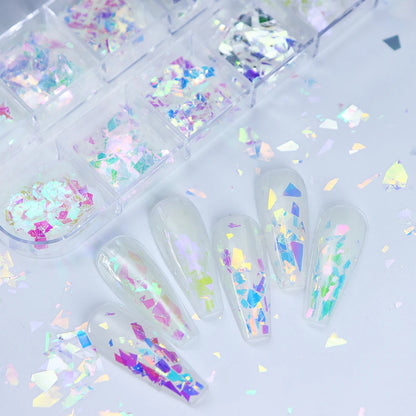 Iridescent Irregular Nail Glitter Flakes Nail Art Decoration AB Mermaid Broken Glass Foil For Manicure Design Nails Accessories