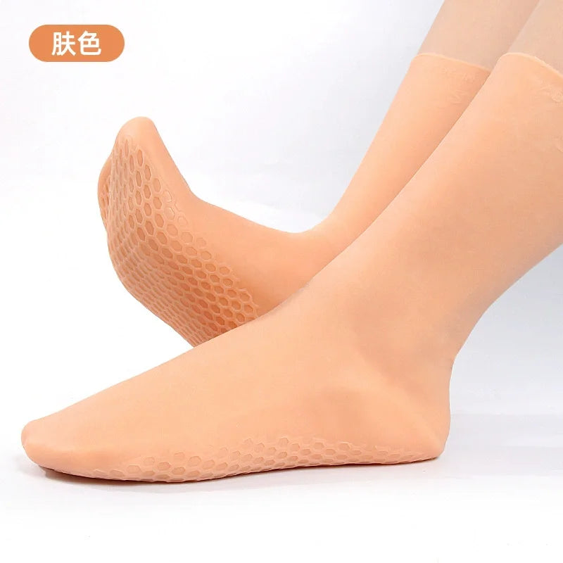 2Pcs Silicone Moisturizing Foot Socks for Dry Cracked Feet Foot Spa Treatment Socks Moisturizing Gel Socks Pedicure Foot Care