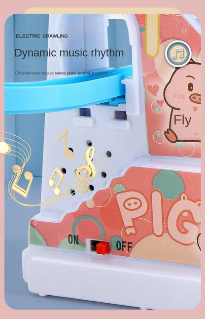 Electric Duck Track Rail Racing Slide Duckling Climbing Stairs Baby Toy LED Lights Musical Slide Roller Coaster Toys for Gift