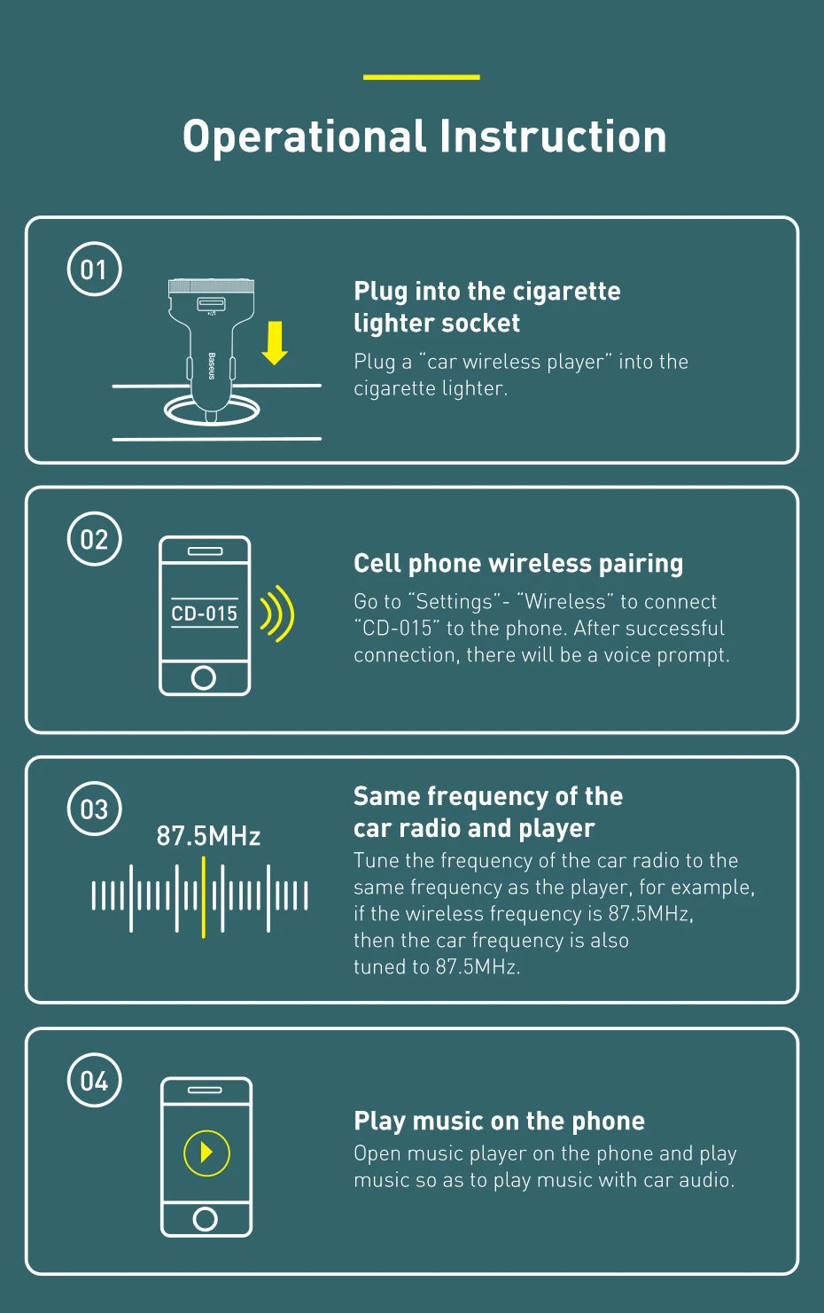 Baseus FM Transmitter Car Wireless Bluetooth 5.0 FM Aux Radio Modulator USB Fast Charger Auto HandsFree Audio MP3 Player Car Kit