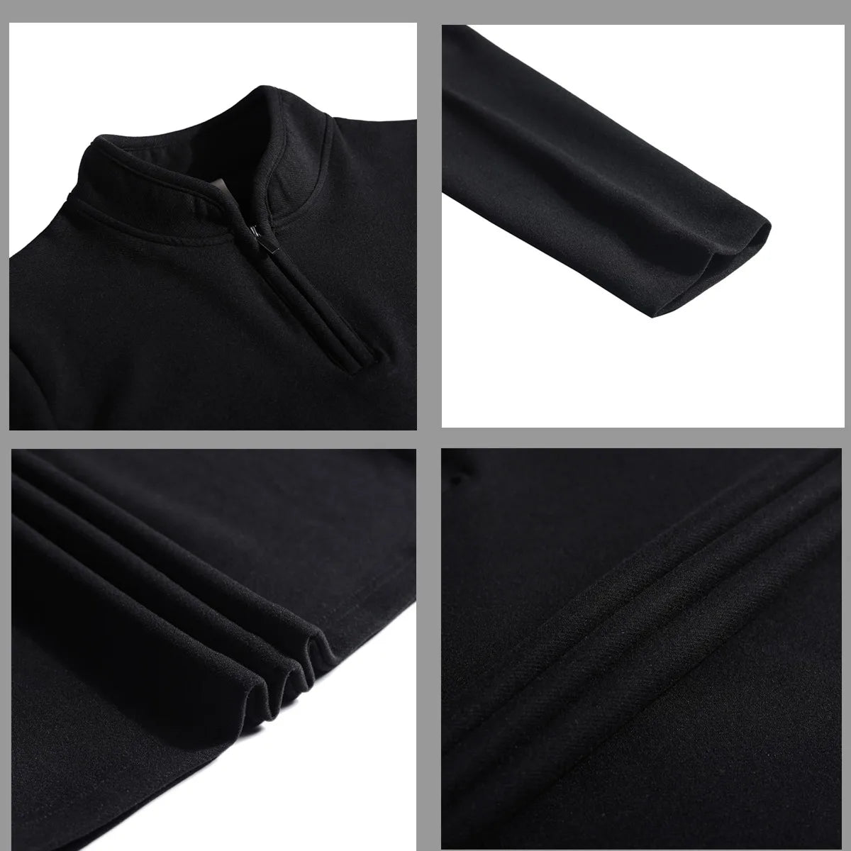 Men's Half Zipper Long Sleeved T-shirt Autumn Winter New Pure Color Thicken Slim Fit Elastic Fashionable Versatile T-Shirt