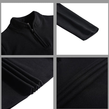 Men's Half Zipper Long Sleeved T-shirt Autumn Winter New Pure Color Thicken Slim Fit Elastic Fashionable Versatile T-Shirt