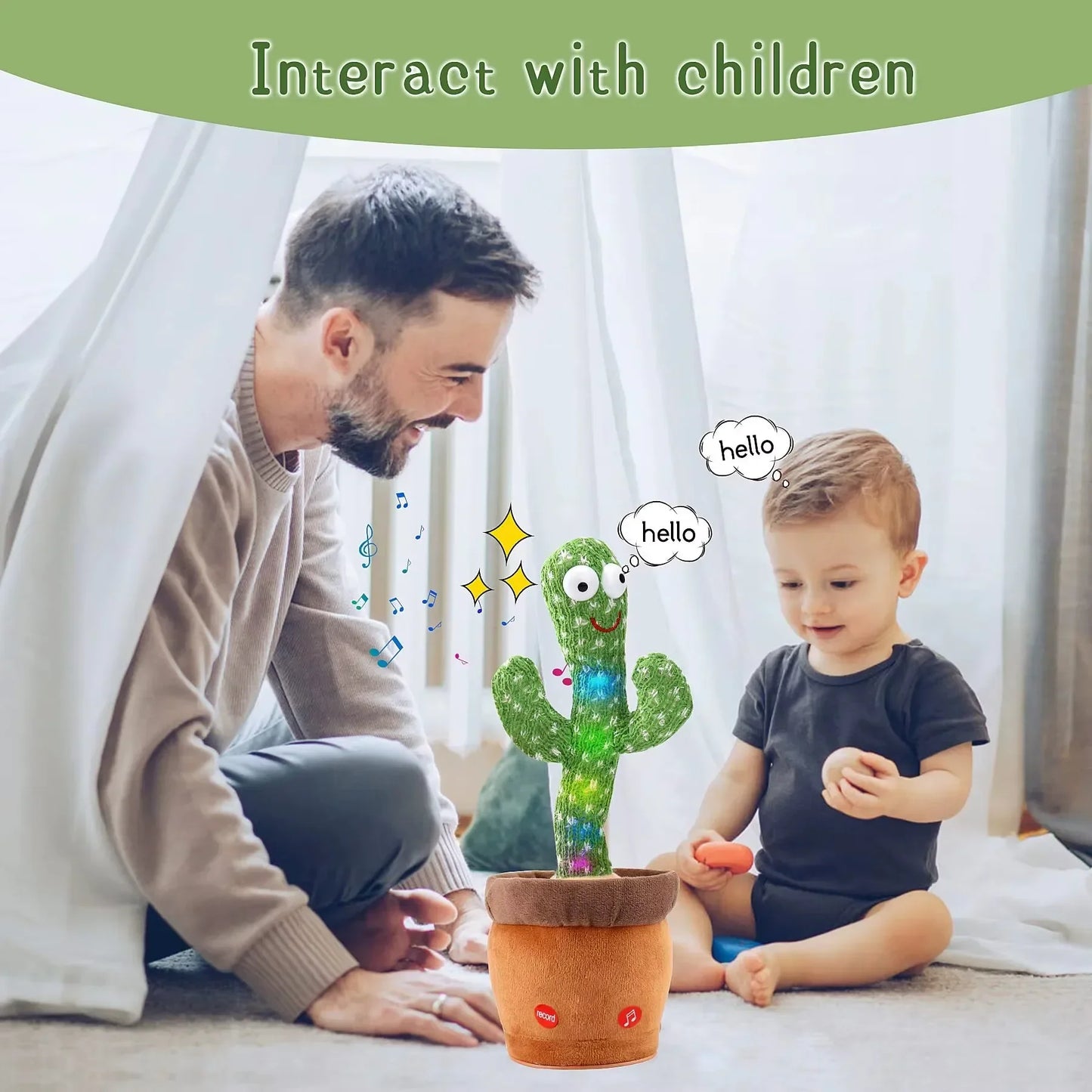 Dancing Cactus Toys Rechargeable Repeat Talking Plush Toy Singing Imitation Recording USB Baby Toy Early Education Funny Gifts
