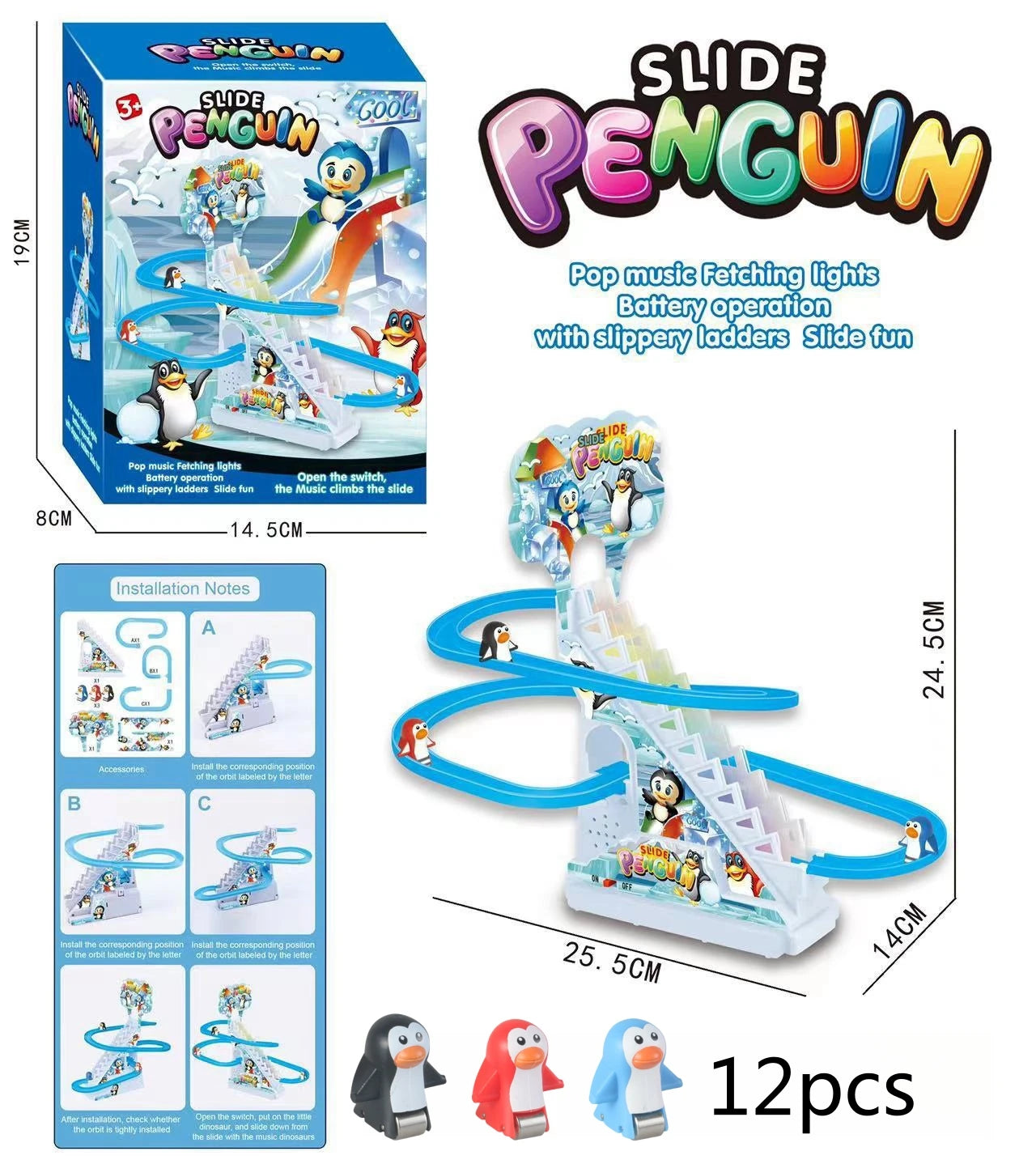 Electric Duck Track Rail Racing Slide Duckling Climbing Stairs Baby Toy LED Lights Musical Slide Roller Coaster Toys for Gift