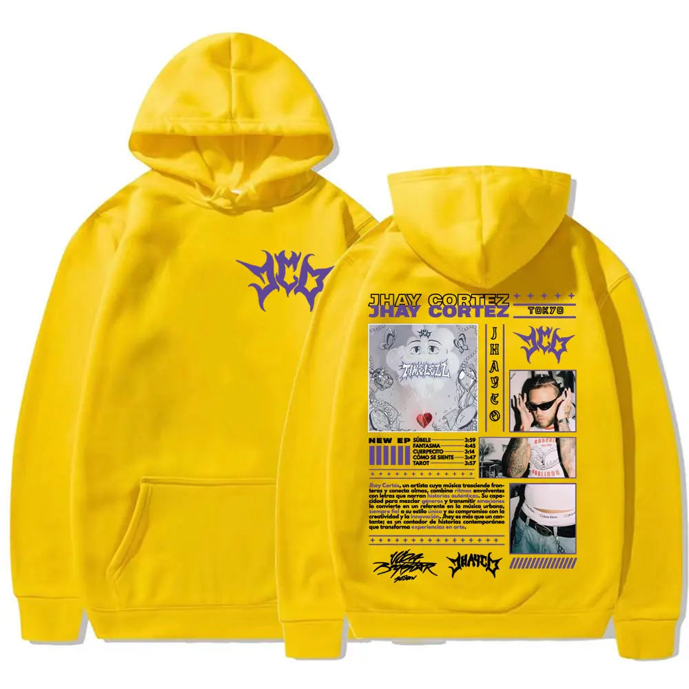 Rapper Jhay Cortez Jhayco Album 2025 Tour Merch Hoodies Harajuku Hip Hop Punk Sweatshirts Casual Comfort Fleece Pullovers Hoodie