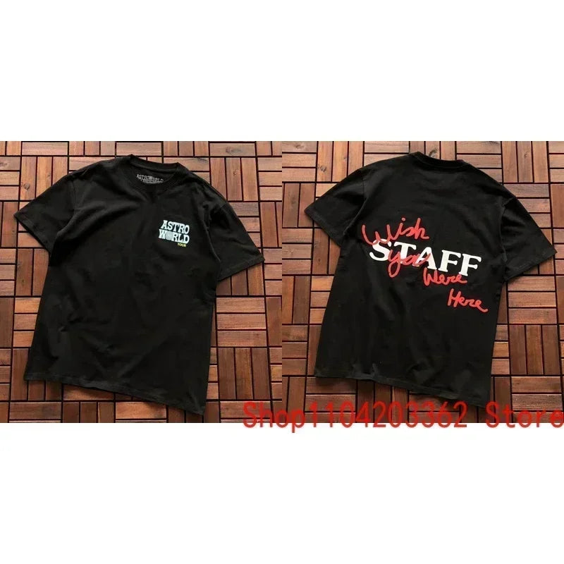 Real Photo CACTUS JACK T-shirt Vintage Grey-green Back Letter Logo Foaming Print Short Sleeve Men Women Cactus Jack Tops Tee