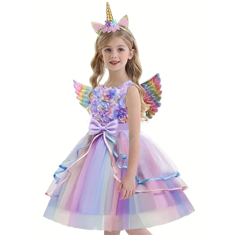 Elegant Children Princess Dress For Girls Birthday Evening Party Flower Girls Wedding Dress UP Kids Carnival Costume Vestidos