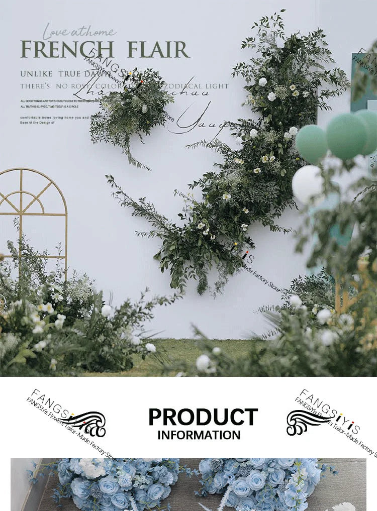 Baby blue rose delphinium Large Flower Ball Table CenterpieceEvent Wedding Decor Road Lead Artificial Floral Arrangement Bouquet