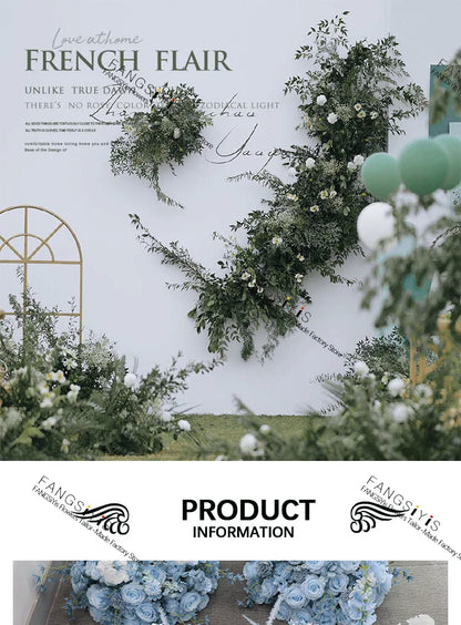 Baby blue rose delphinium Large Flower Ball Table CenterpieceEvent Wedding Decor Road Lead Artificial Floral Arrangement Bouquet