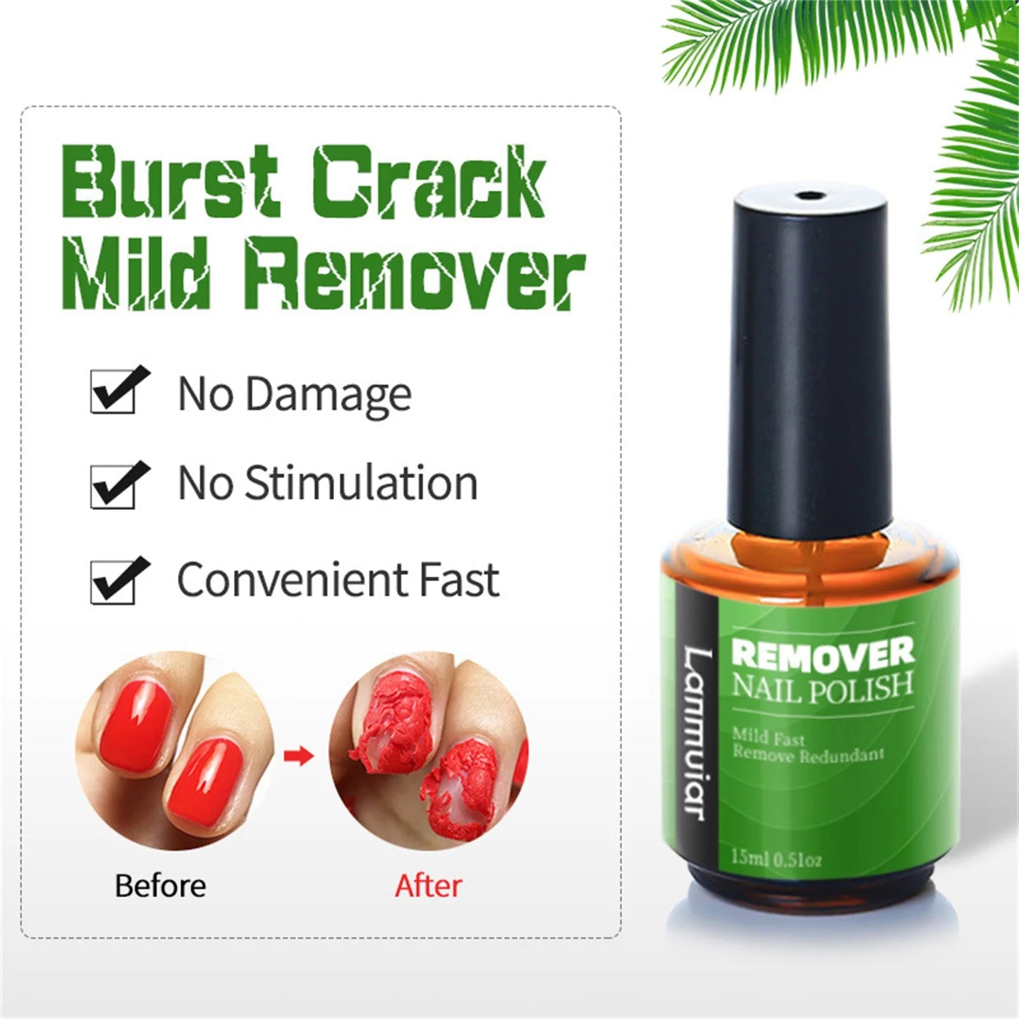 15ml Burst Gel Remover Soak Off UV Gel Nail Polish Acrylic Non-acetone Clean Degreaser Cleaner Nail Art Lacquer Remove