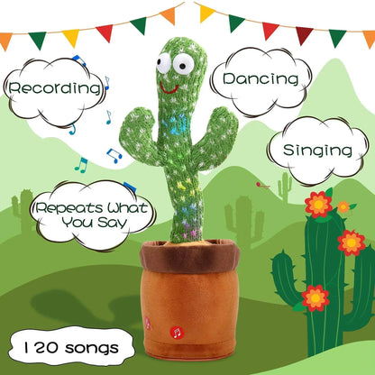 Dancing Cactus Toys Rechargeable Repeat Talking Plush Toy Singing Imitation Recording USB Baby Toy Early Education Funny Gifts