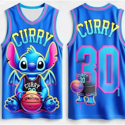 Summer New Girls Women's 3d Printed Stitch Boys Training Men's Sports Sleeveless Vest NO.30 Curry Basketball Tank Tops T-shirt