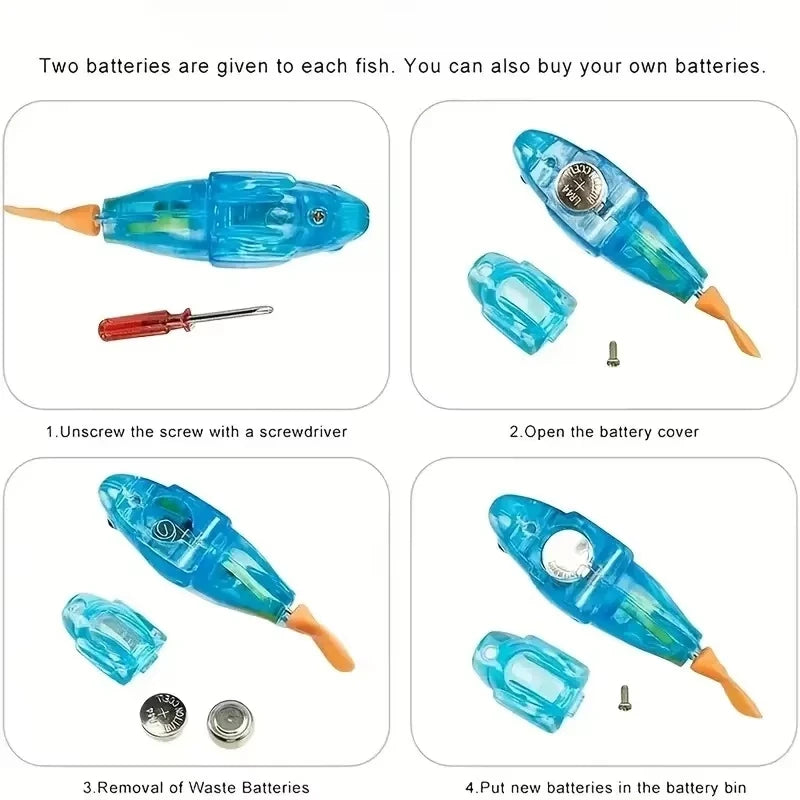 Luminous Kids Toys Electronic Swimming Fish Activated Glow Pet Toy for Kids & Cats, Bath/Pool Interactive Toy, Baby Shower Gift